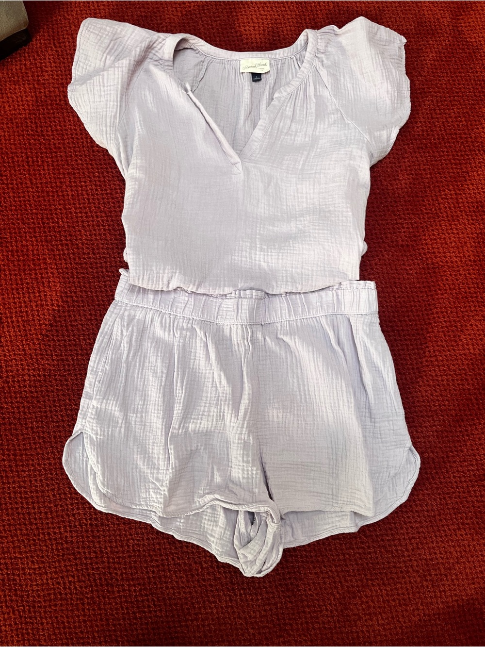Light Lavender Crinkle Short Set - Cute Casual